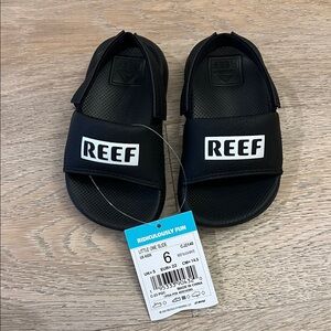 Reef Black Slides with White Logo